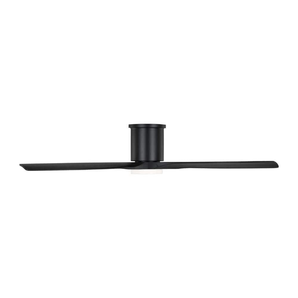 Generation Lighting Collins Smart Hugger LED 52-in Integrated LED Flush Mount Smart Midnight Black with Midnight Black Blades Ceiling Fan With Light - Remote Included ( 3 -Blade )
