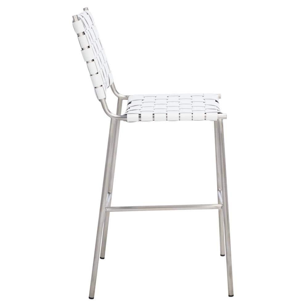 Olenna Woven Counter Stool - BST3011 - White/Silver - Safavieh