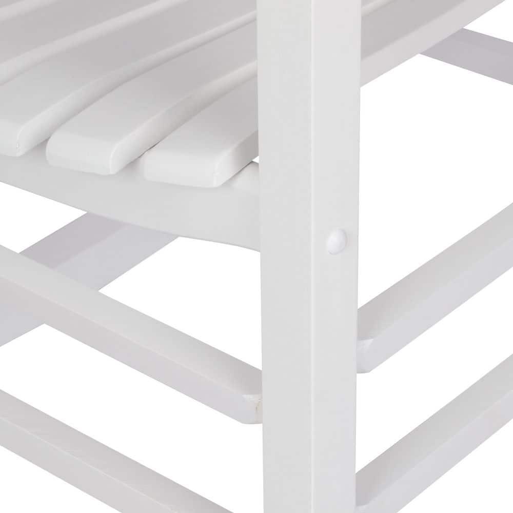 White Solid Wood Outdoor Rocking Chair with Arms