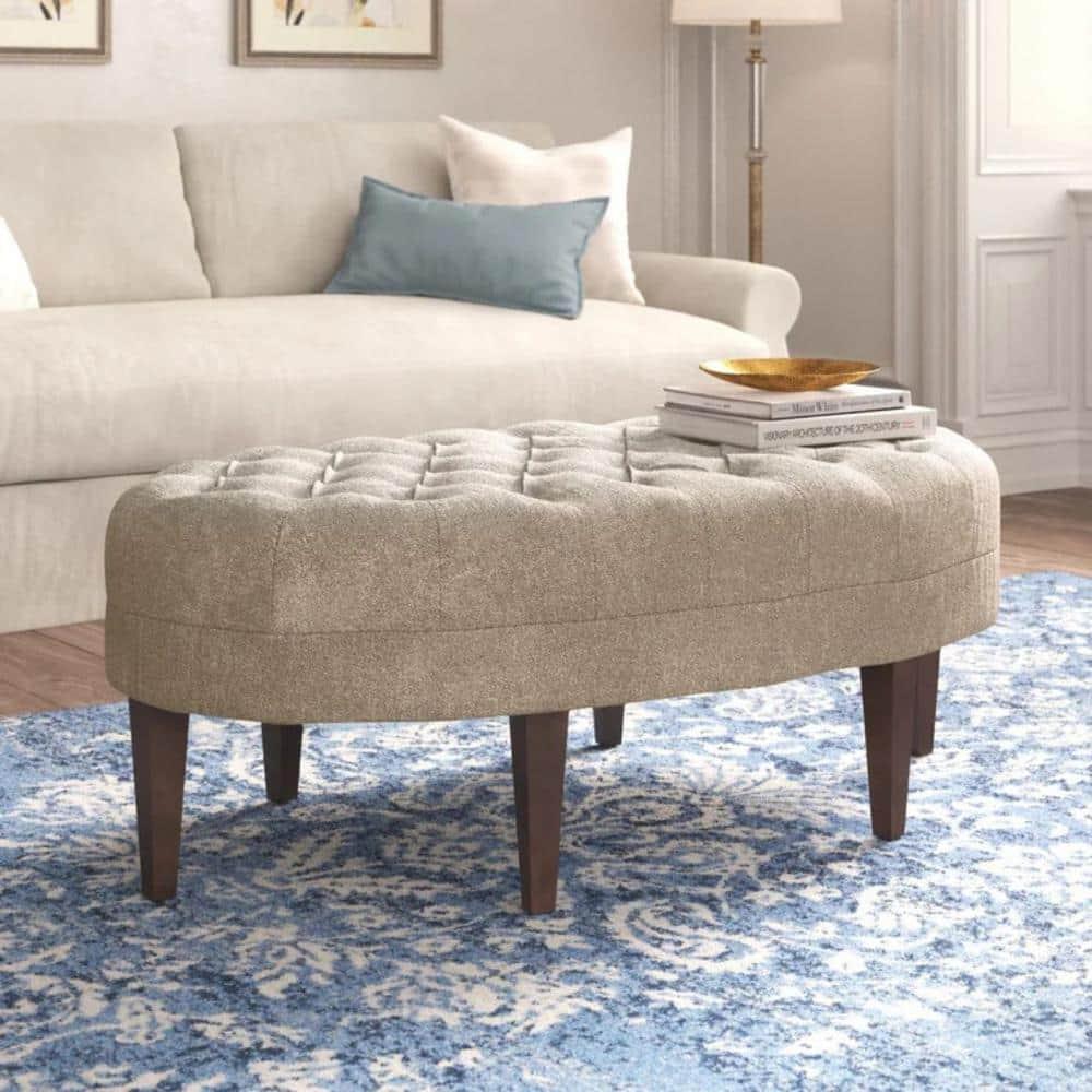 Martin Button Tufted Oval Cocktail Ottoman