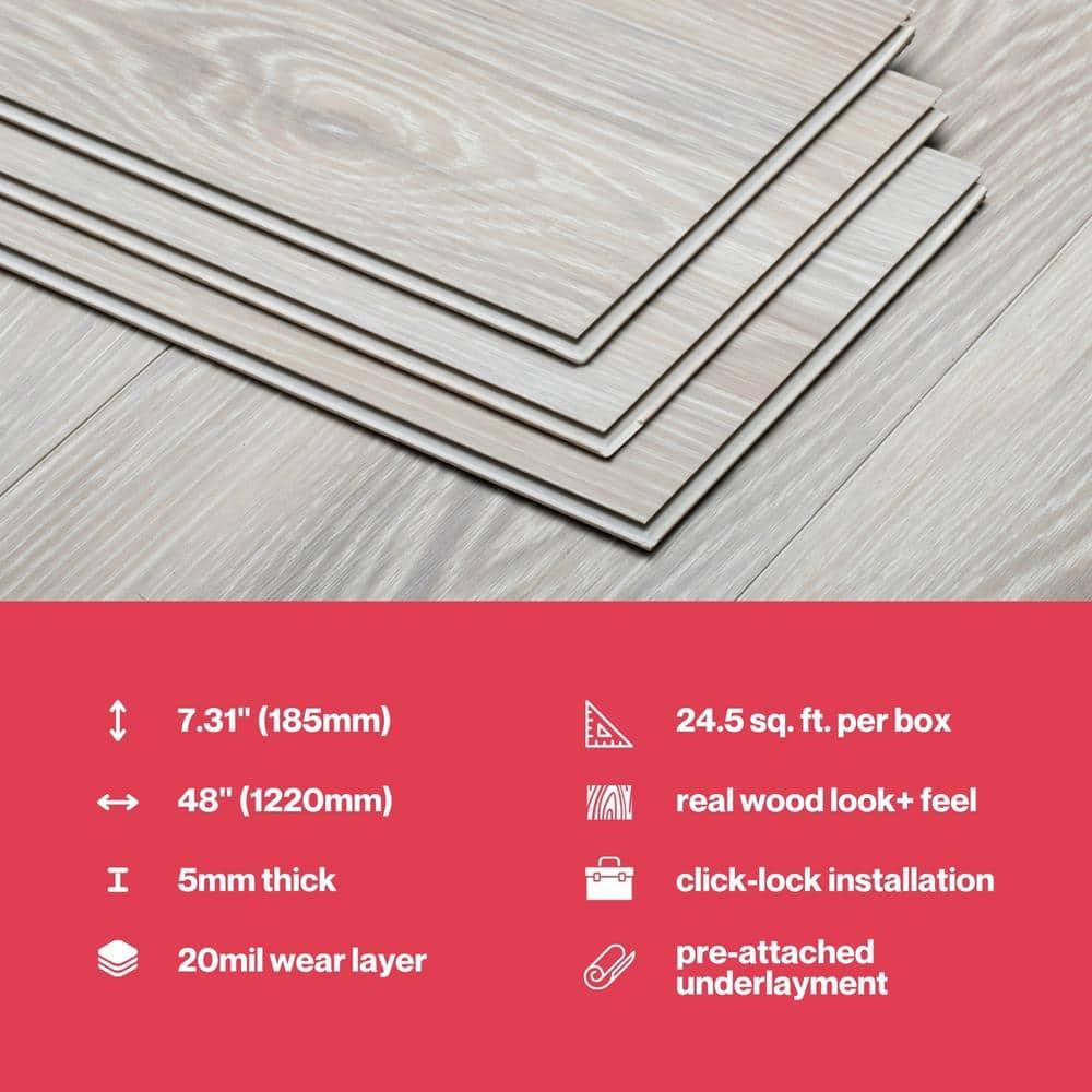 Lucida USA MaxCore Pro 20mil x 7.3" W x 48" L Click Lock Luxury Vinyl Plank Flooring