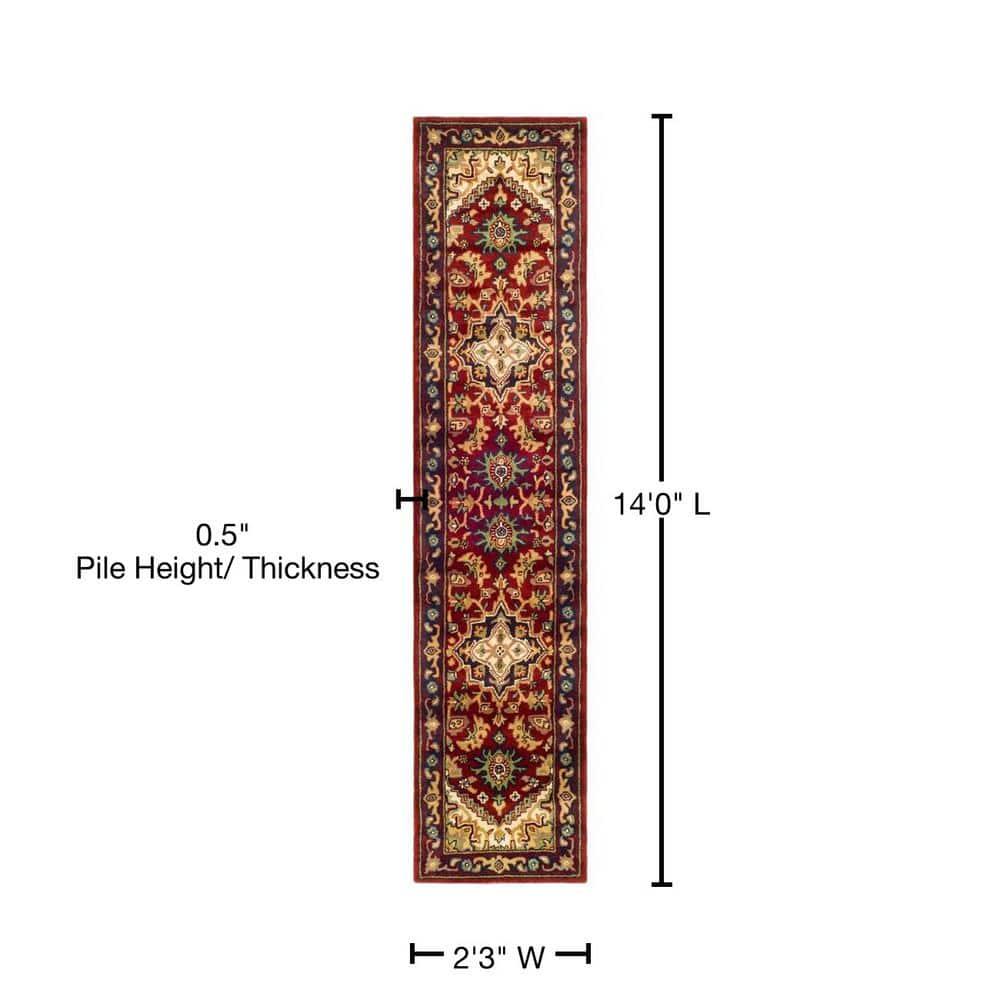 SAFAVIEH Heritage York Traditional Wool Runner Rug, Red, 2'3" x 14'