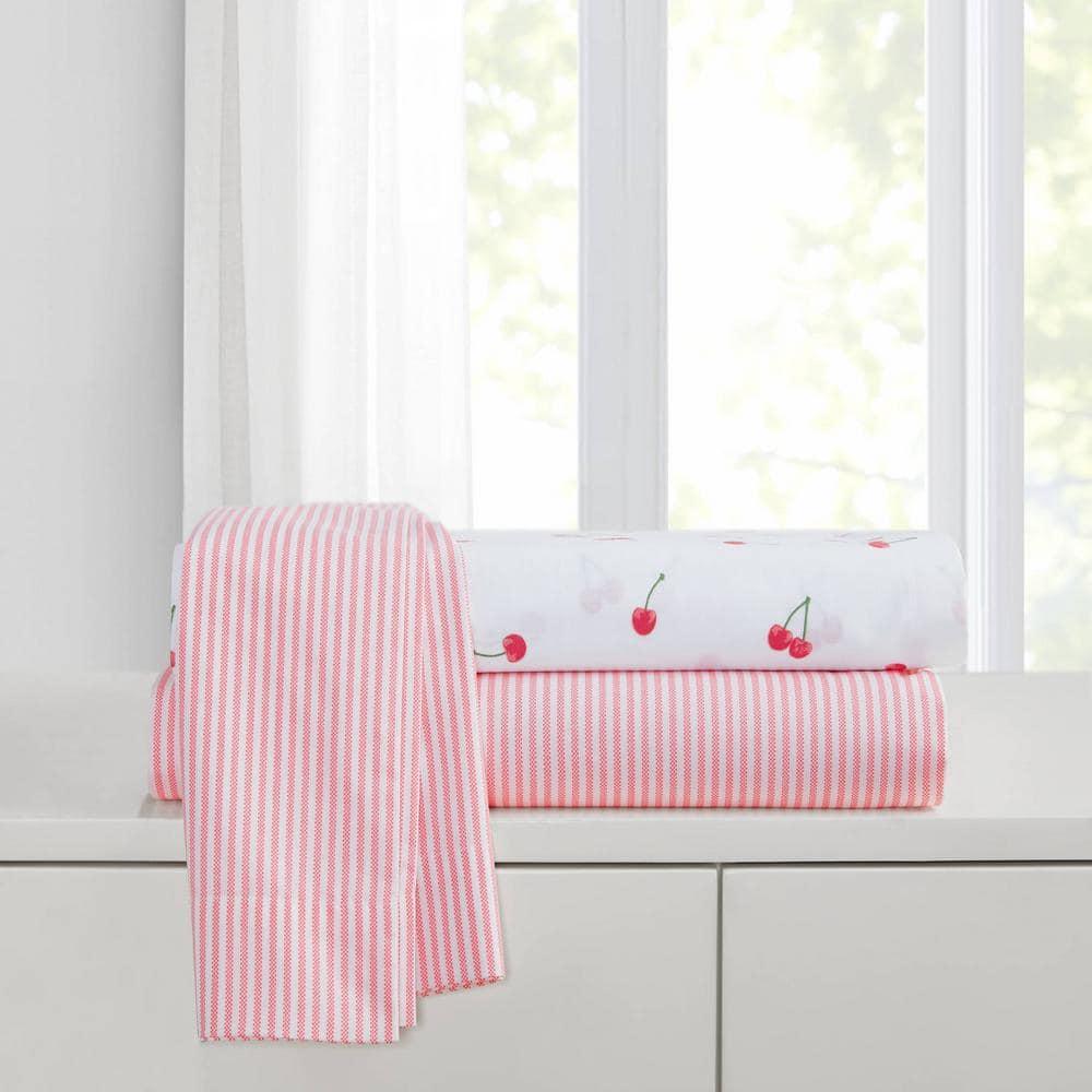Poppy & Fritz Oxford Stripe 100% Cotton Percale- 3 Piece- Sheet Set  White- Twin Xl