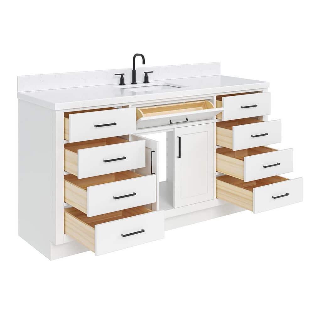 Tidworth 66.25'' Single Bathroom Vanity with Carrara Quartz Top