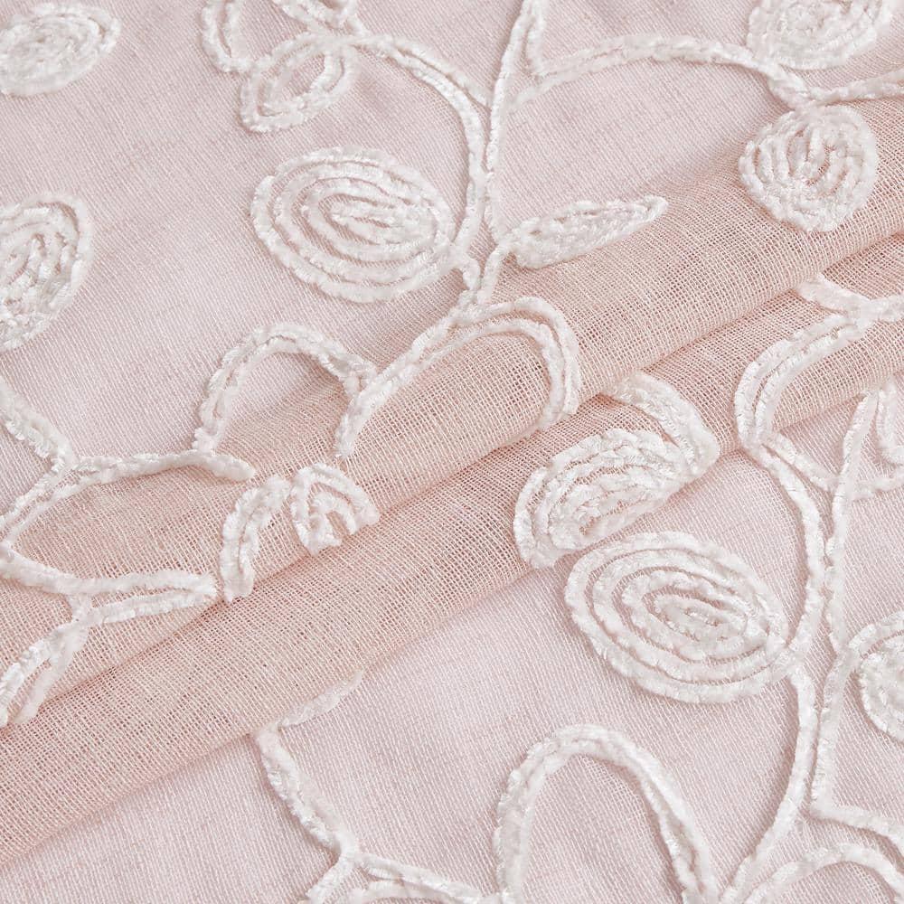 Dainty Home Rita 2-pack Linen Textured Grommet Window Panels With 3d Chenille Floral Embroidery Blush 76" W x 84" L