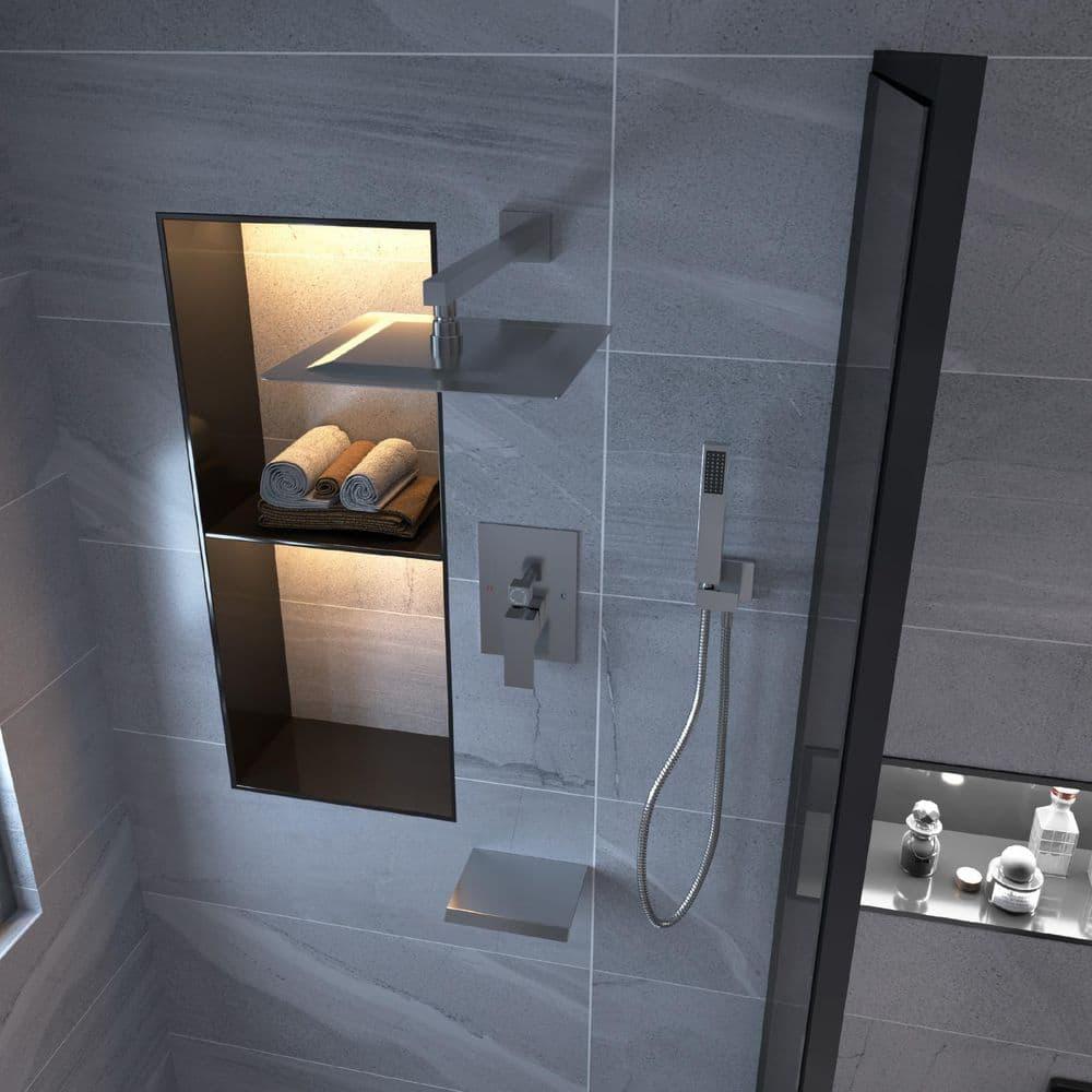 3-Spray Patterns With 2.5 GPM 10 in. Showerhead Wall Mounted Dual Shower Heads With Valve