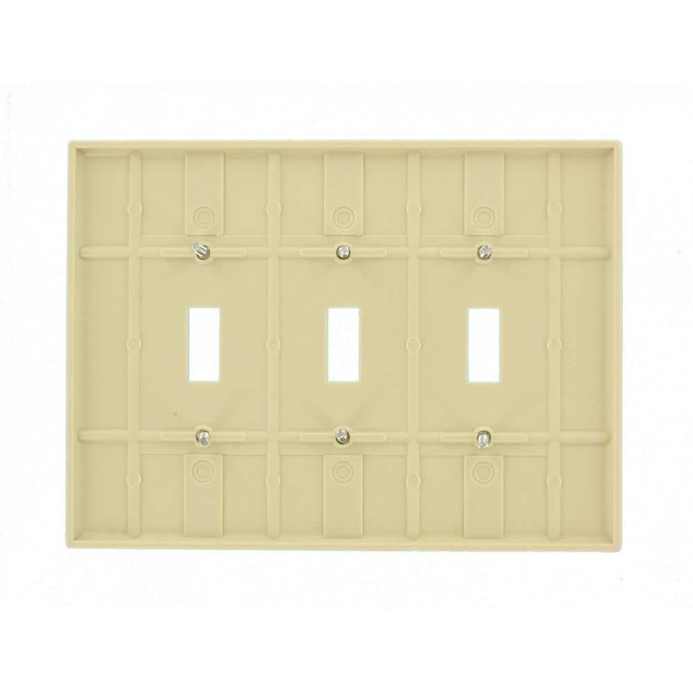 Leviton 86111 3-Gang Toggle Device Switch Wallplate, Oversized, Thermoset, Device Mount, Ivory