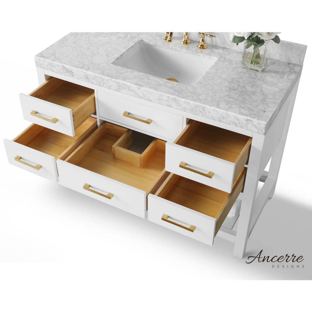 Ancerre Designs Elizabeth 48" Bathroom Vanity Set with Gold Hardware in White
