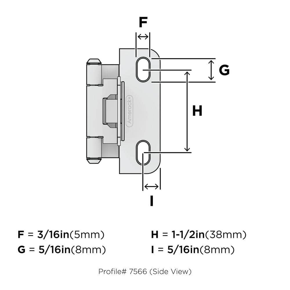 Golden Champagne 1/4 in (6 mm) Overlay Self Closing, Partial Wrap Cabinet Hinge (2-Pack)