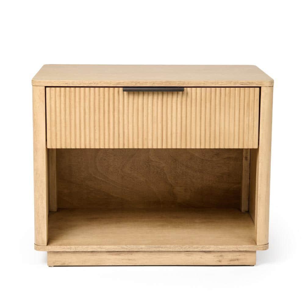 Benjara Noe Celia 32 Inch Nightstand, 1 Drawer, Shelf, Metal