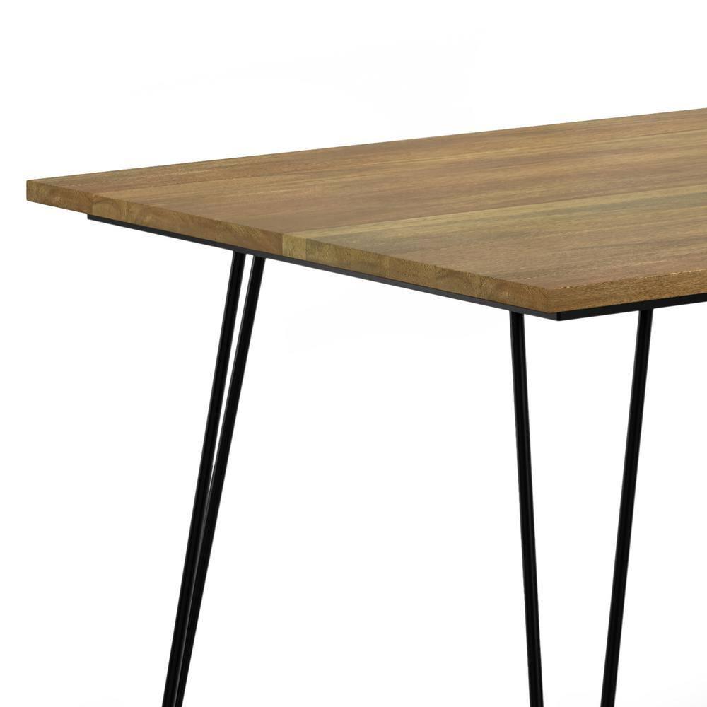 Hunter 66"W Solid Mango Wood Dining Table, Industrial Style with Hairpin Legs, Seats 6