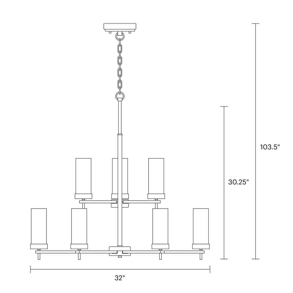 Elegant Minimalist 9-Light Brushed Bronze Chandelier with Clear Glass Shades