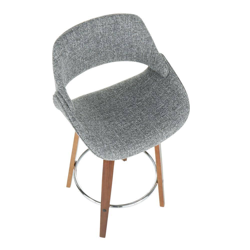 Set of 2 Fabrico Counter Height Barstool with Walnut Legs & Upholstered Seat - LumiSource