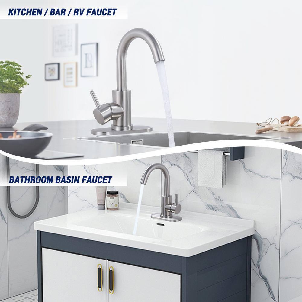 AVITAS TS14D05 Single Handle Stainless Steel Bar Kitchen Faucet With Swivel Spout And Deckplate