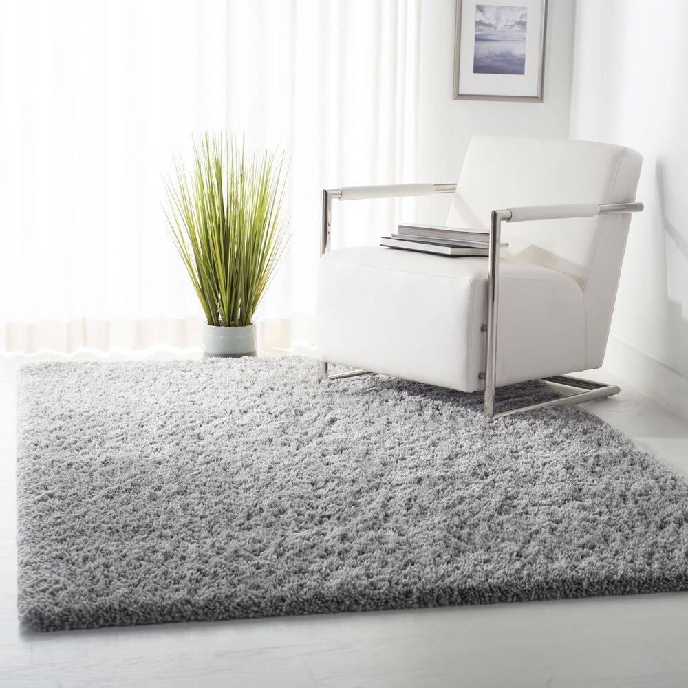 SAFAVIEH Fontana Jamie Solid Shag Area Rug, Grey, 4' x 6'