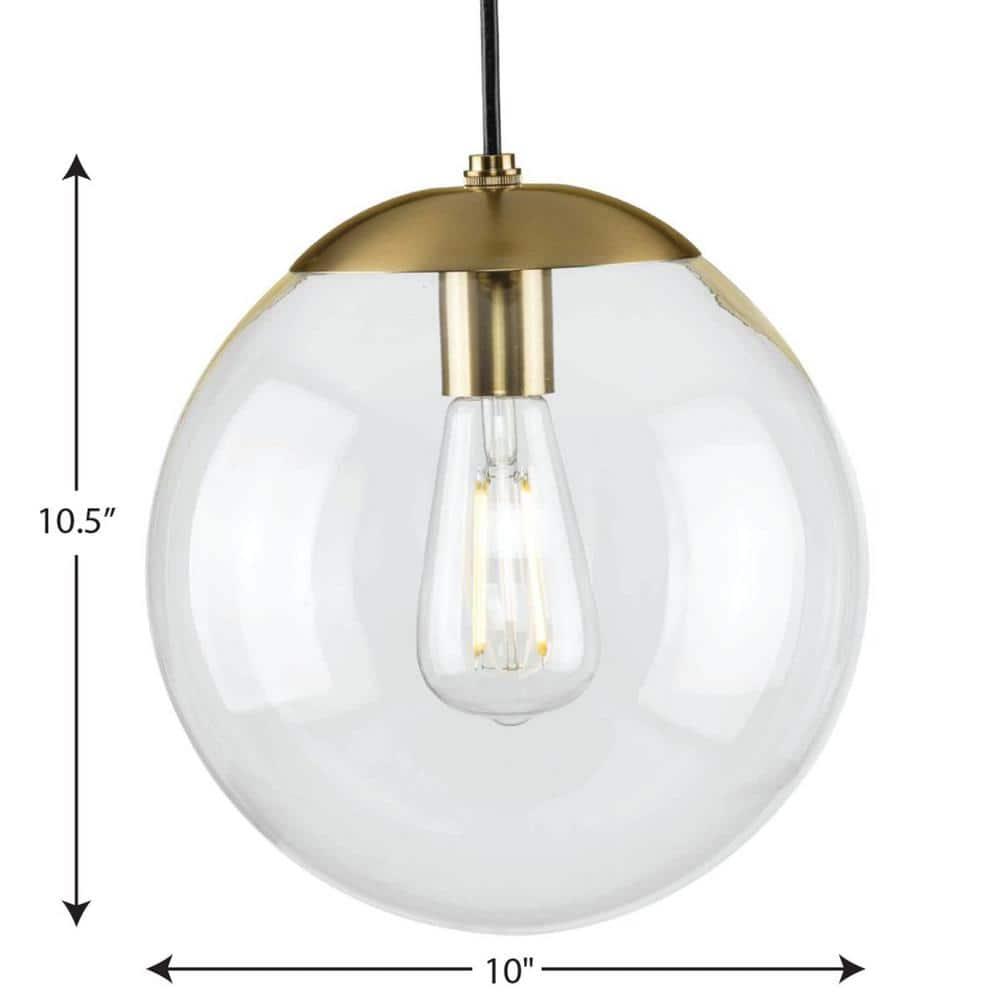 Progress Lighting Atwell 1-Light Glass Globe Pendant, Brushed Nickel, Clear Glass Shade