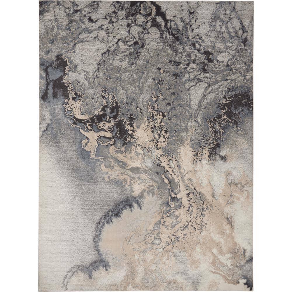 Nourison Maxell Modern Abstract Indoor Area Rug Grey 9' x 12'