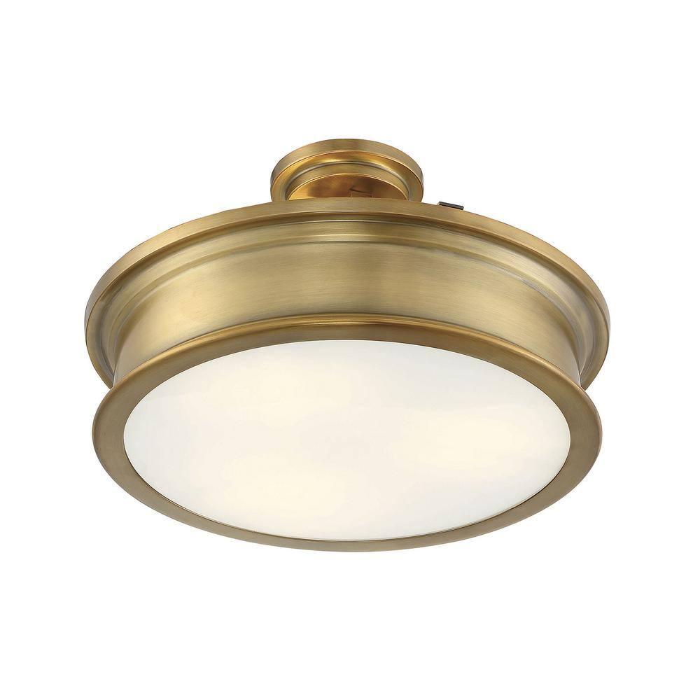 Savoy House Watkins 3 - Light Semi-Flush Mount in  Warm Brass