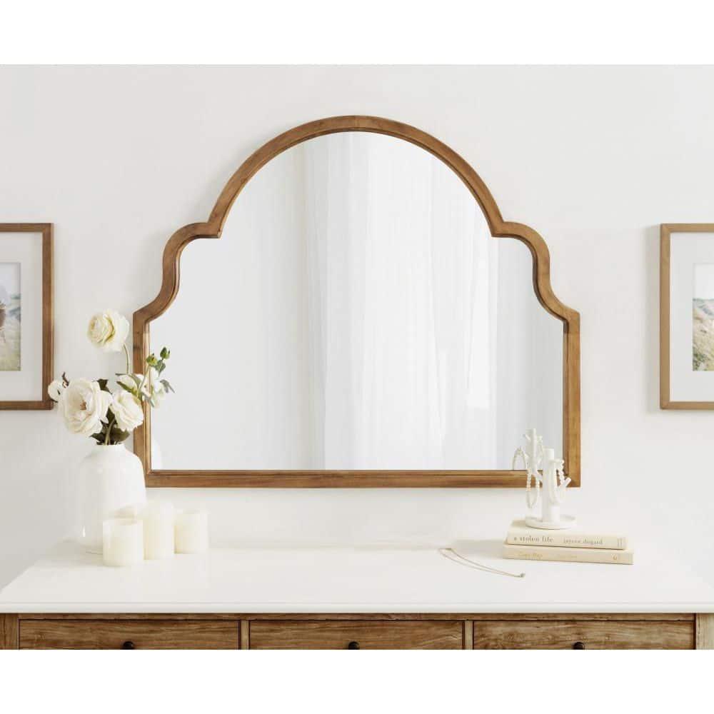 Kate and Laurel Hogan Wood Arch Mirror, 36x30, Rustic Brown