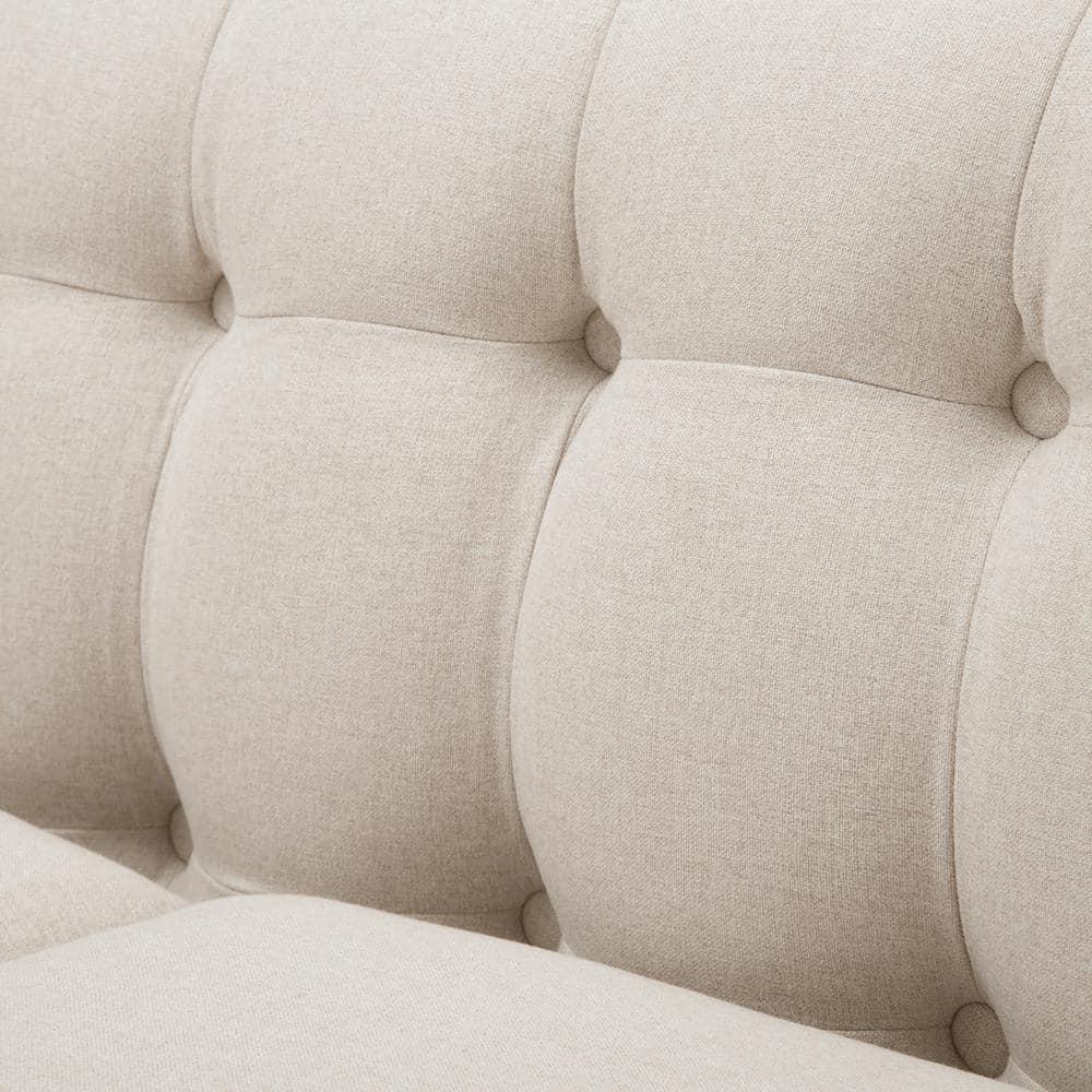 Jack 84" Tufted Tuxedo Sofa Double Cushion Sky Neutral