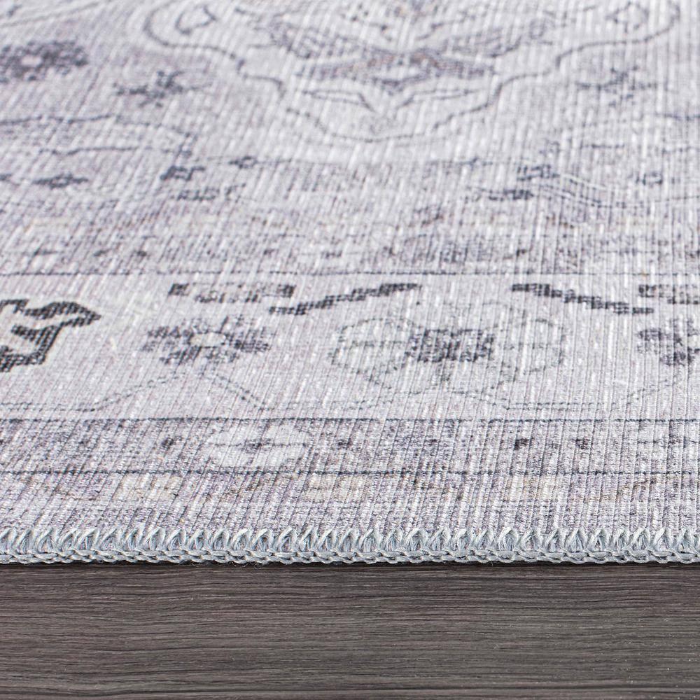 World Rug Gallery Transitional Medallion Machine Washable 5'x7' Gray Area Rug:  Stain-Resistant,  Flat Pile,  Indoor Use