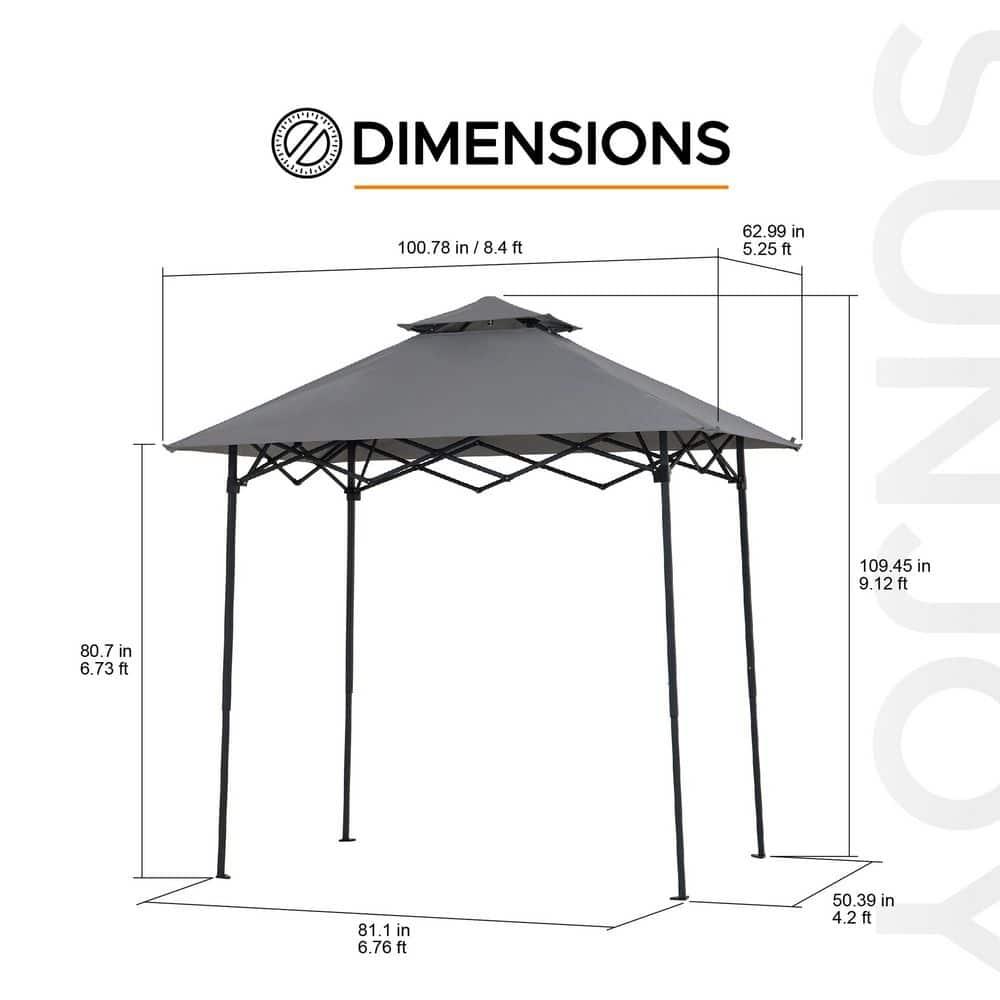 SUNJOY 8' x 5'  Pop up Grill Gazebo Double Tiered Outdoor Gazebo Standing-Height Canopy with Magnetic LED Light, Adjustable Ceiling Height, for BBQ,Picnics, Outdoor Events & Reviews | Wayfair