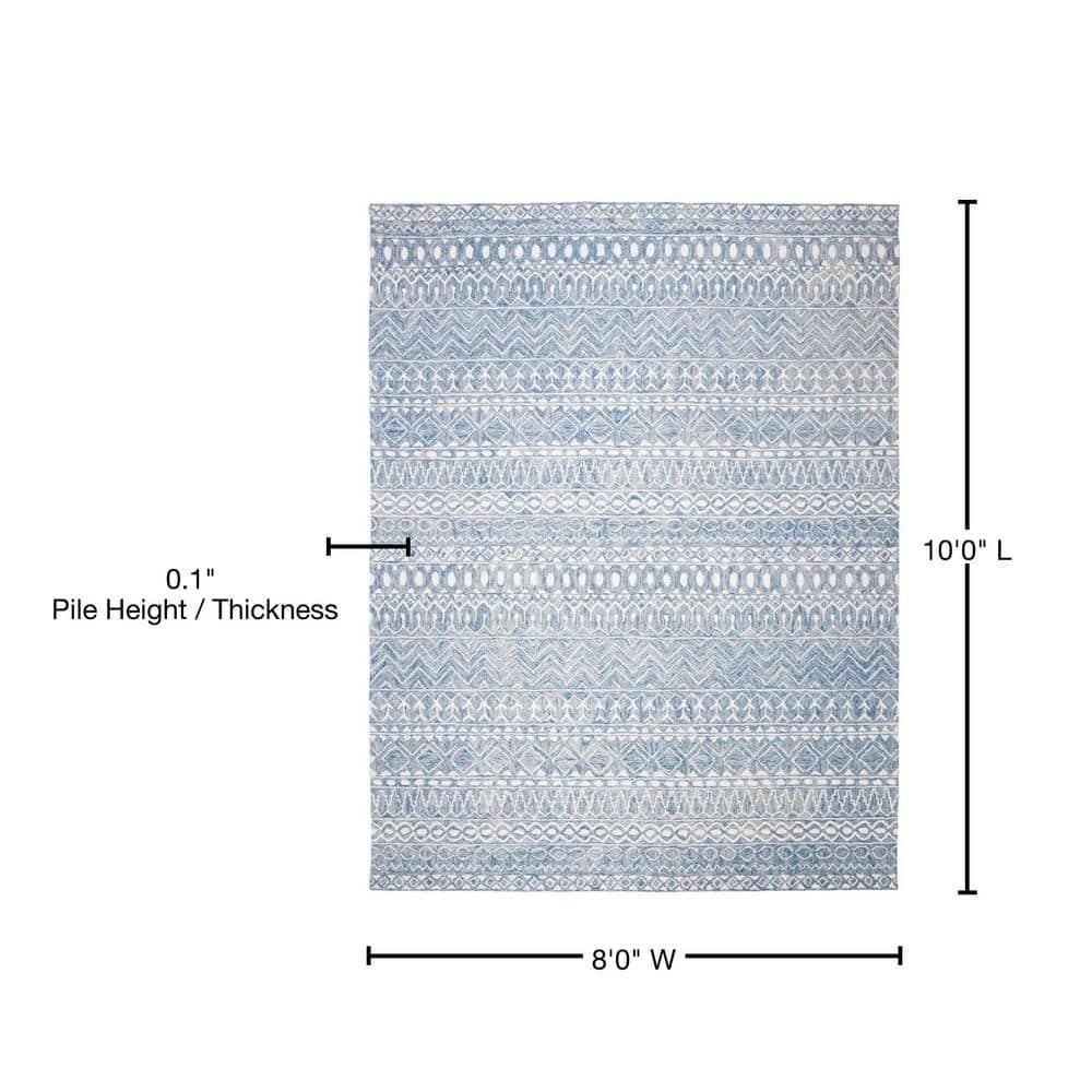 Micro-Loop MLP502 Hand Tufted Indoor Area Rug - Blue/Ivory - 8'x10' - Safavieh