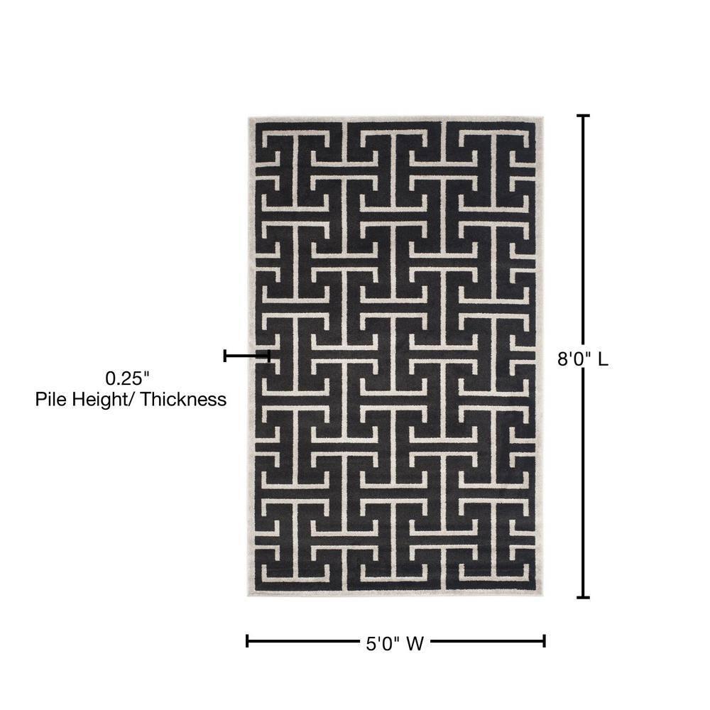 Amherst AMT404 Power Loomed Area Rug - Anthracite/Light Grey - 5'3"x8' - Safavieh.