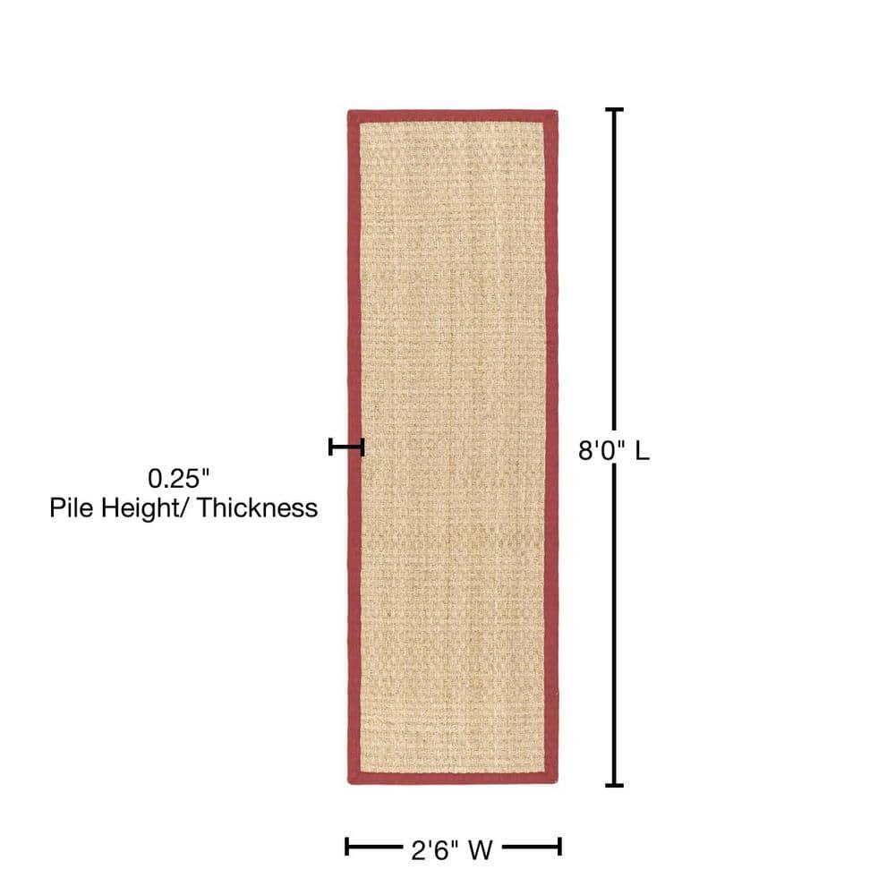Natural Fiber NF114 Power Loomed Indoor Runner Rug - Natural/Red - 2'6"x8' - Safavieh.