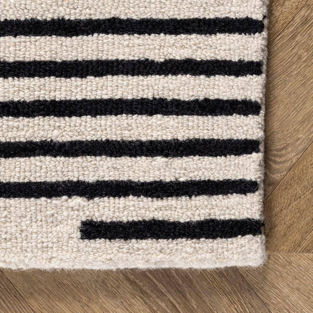 8'x10' Flynn Handmade Contemporary Wool Area Rug Ivory - nuLOOM: Geometric Pattern, Low Pile, Indoor Use