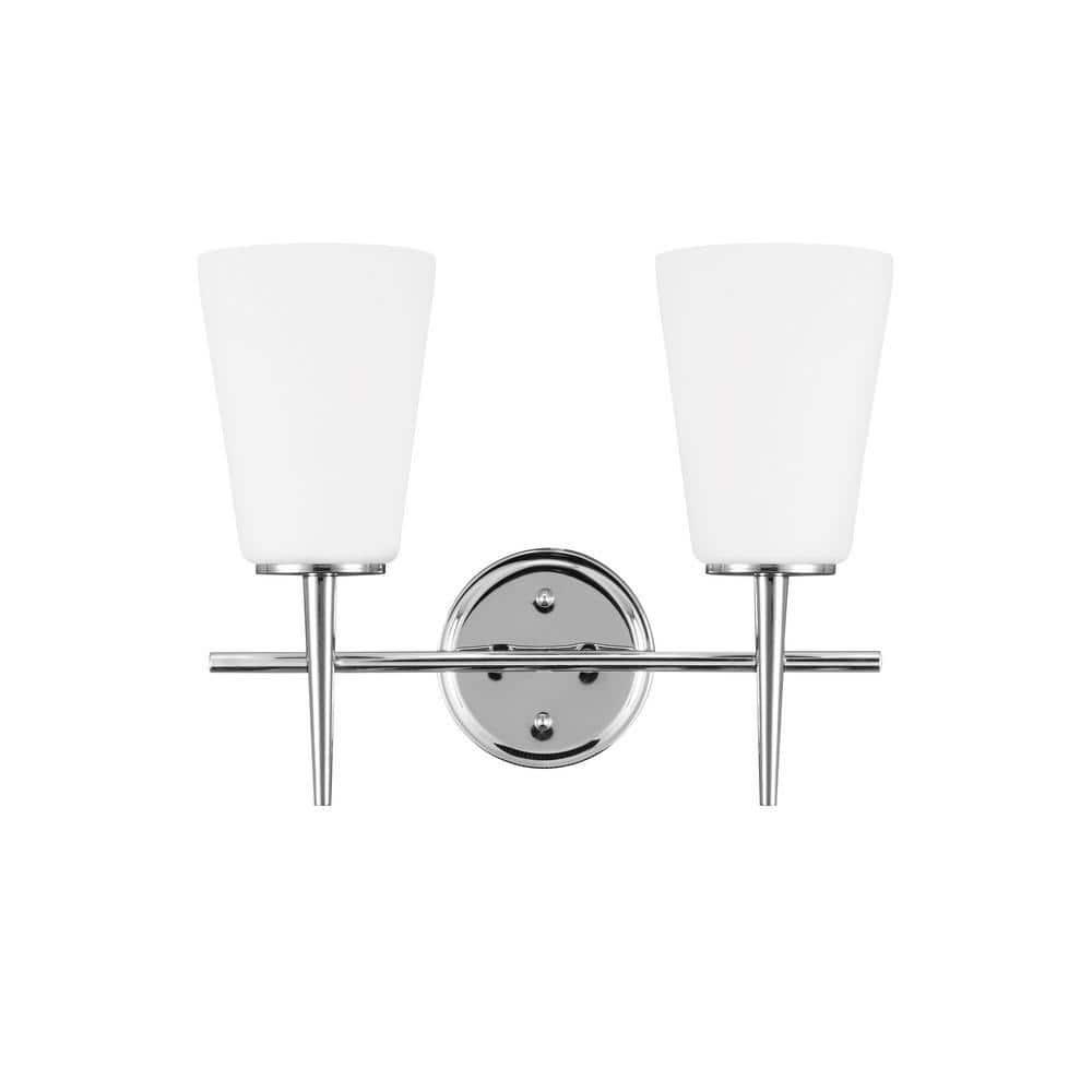 Chrome 2-Light LED Bathroom Vanity Fixture with Opal Glass Shade