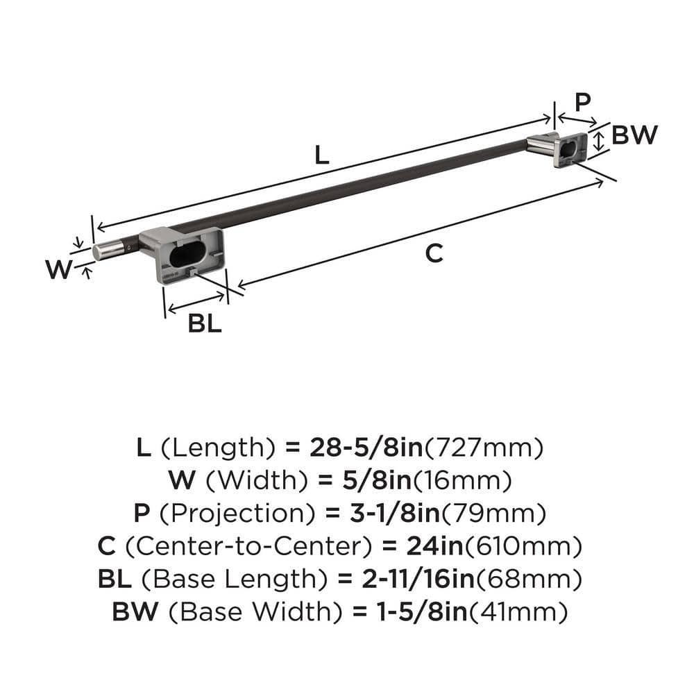 Amerock Esquire Brushed Nickel/Oil-Rubbed Bronze 24 inch (610mm) Towel Bar