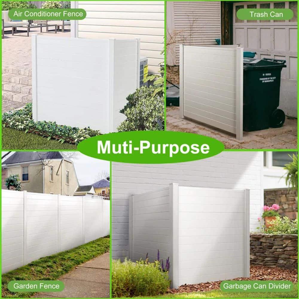 4ft H x 4ft W (2 Panels) No Dig Enclo Premium White Vinyl Privacy Screen, Outdoor Privacy Panels, Use As Air Conditioner Fence, Trash Can Enclosure, Pool Equipment Enclosure, ZP19014