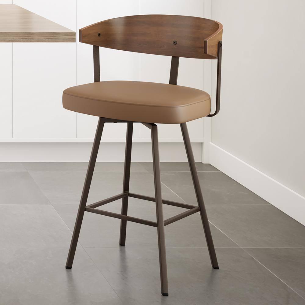 Amir Swivel Counter & Bar Stool with Wooden Back