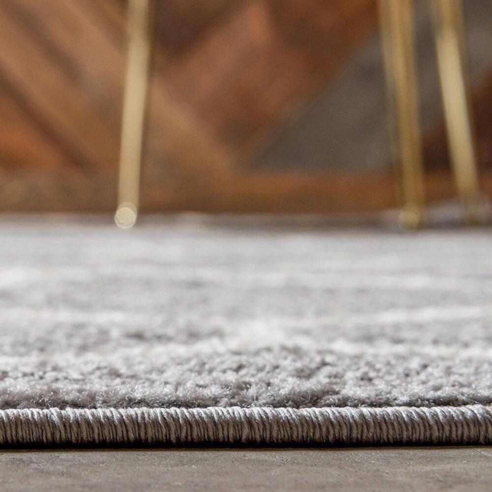 Unique Loom 9' 0 x 12' 0 Trellis Frieze Rounded Light Gray Area Rug