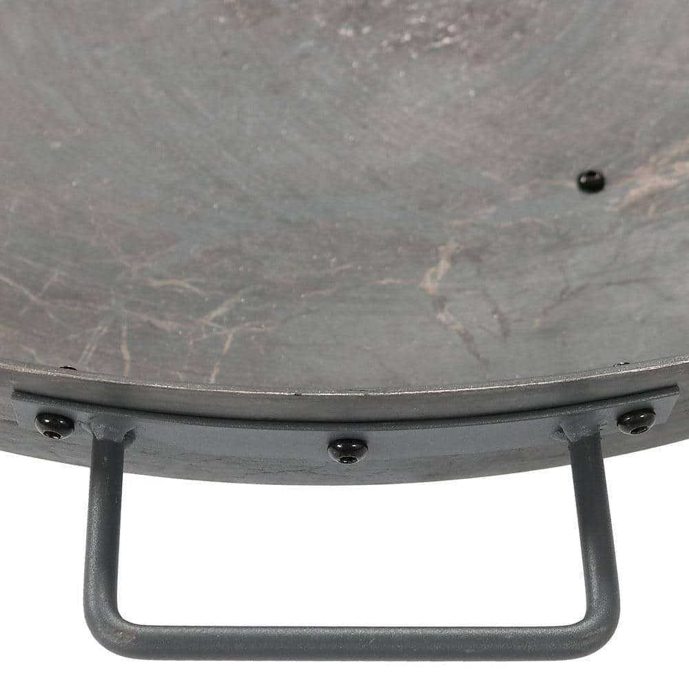 SunnyDaze Decor Union Round Wood-Burning Steel Finish Cast Iron Outdoor Raised Fire Pit Bowl