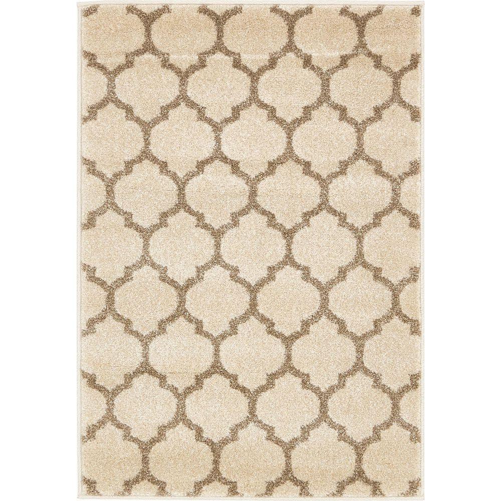Unique Loom 2' 2 x 3' 1 Trellis Philadelphia Beige and Light Brown Area Rug