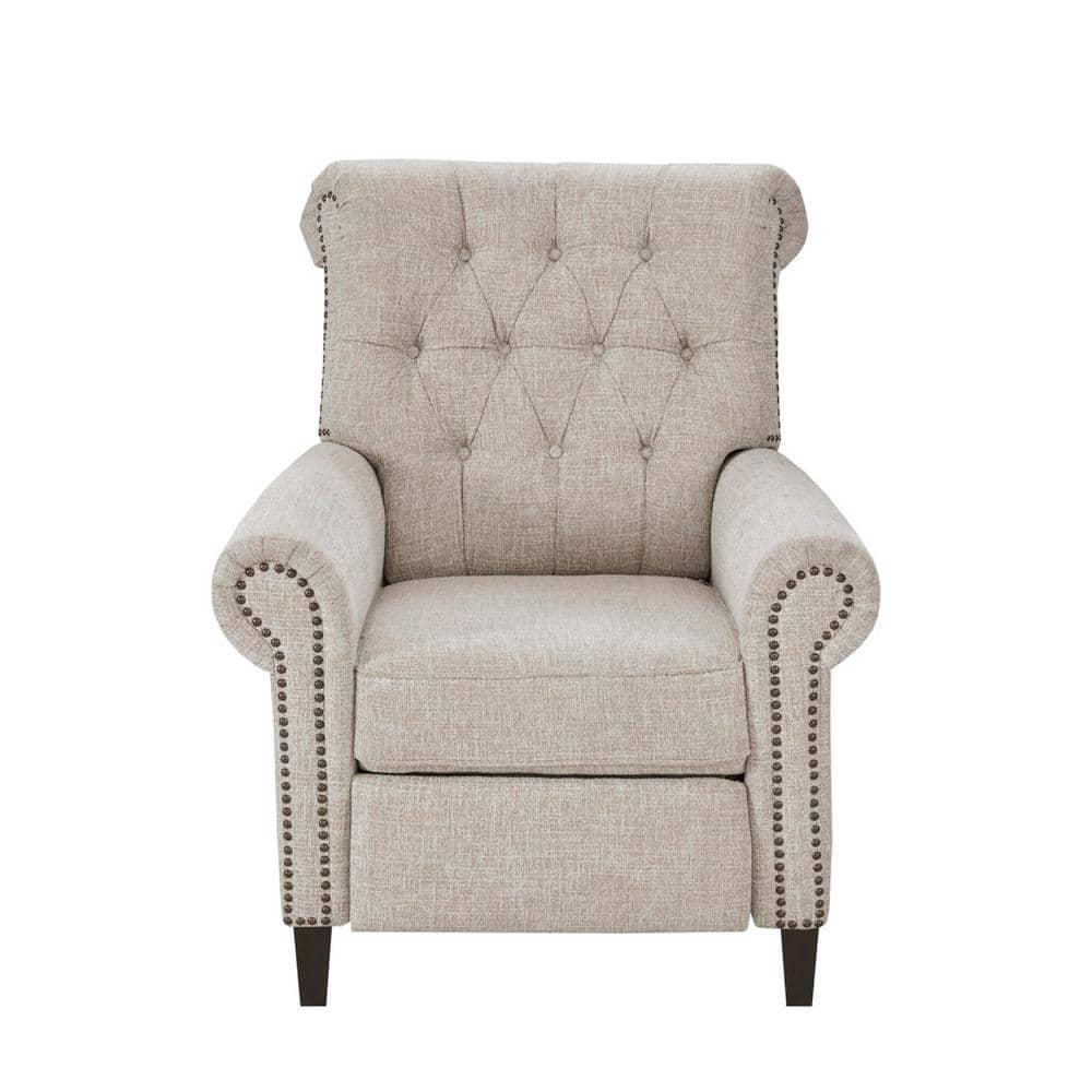 Madison Park Zak Recliner Chair Cream : Polyester Upholstery, Wood Legs, Foam Fill, Spot Clean