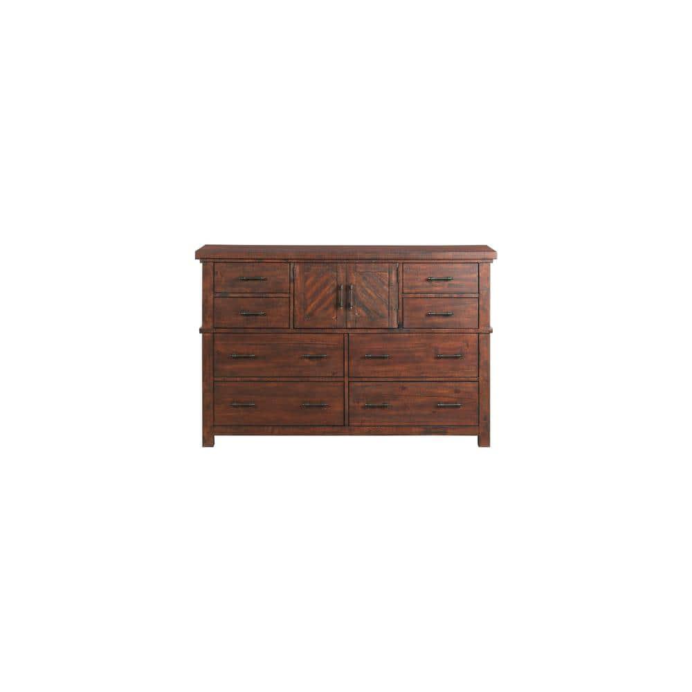 Dex Dresser Walnut Brown - Picket House Furnishings: 8-Drawer Bedroom Bureau with Cabinet, Rustic Finish