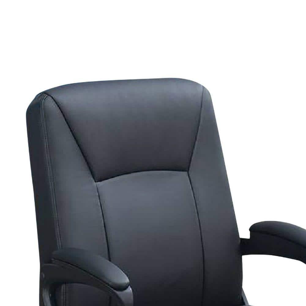 Office Chair with Curved Arms and Leatherette Upholstery Black - Saltoro Sherpi
