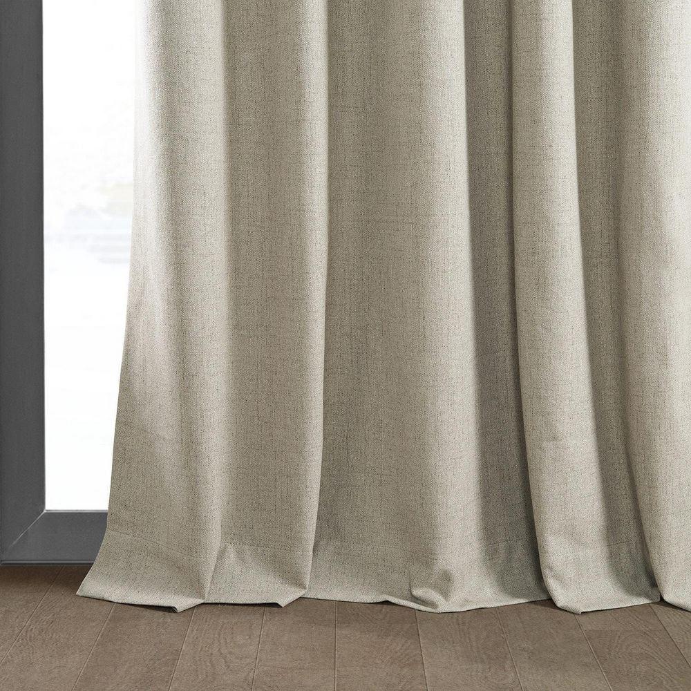 Light Tan Brown Vintage Thermal Cross Linen Weave Blackout Rod Pocket Curtain - 50 in. W x 120 in. L (1 Panel)