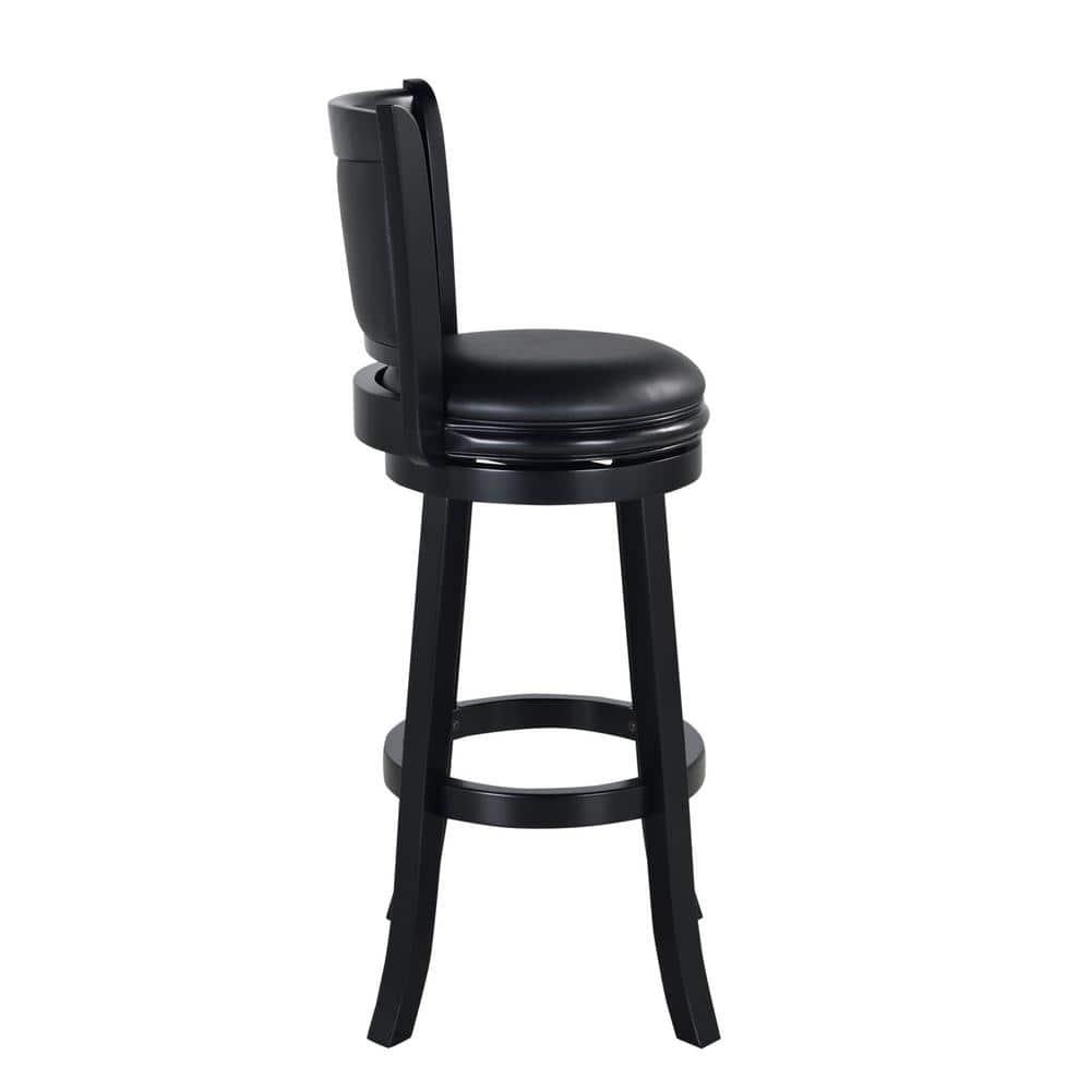 34" Extra Tall Augusta Swivel Barstool Black - Boraam: Durable Hardwood, Faux Leather, 360 Swivel, Footrest