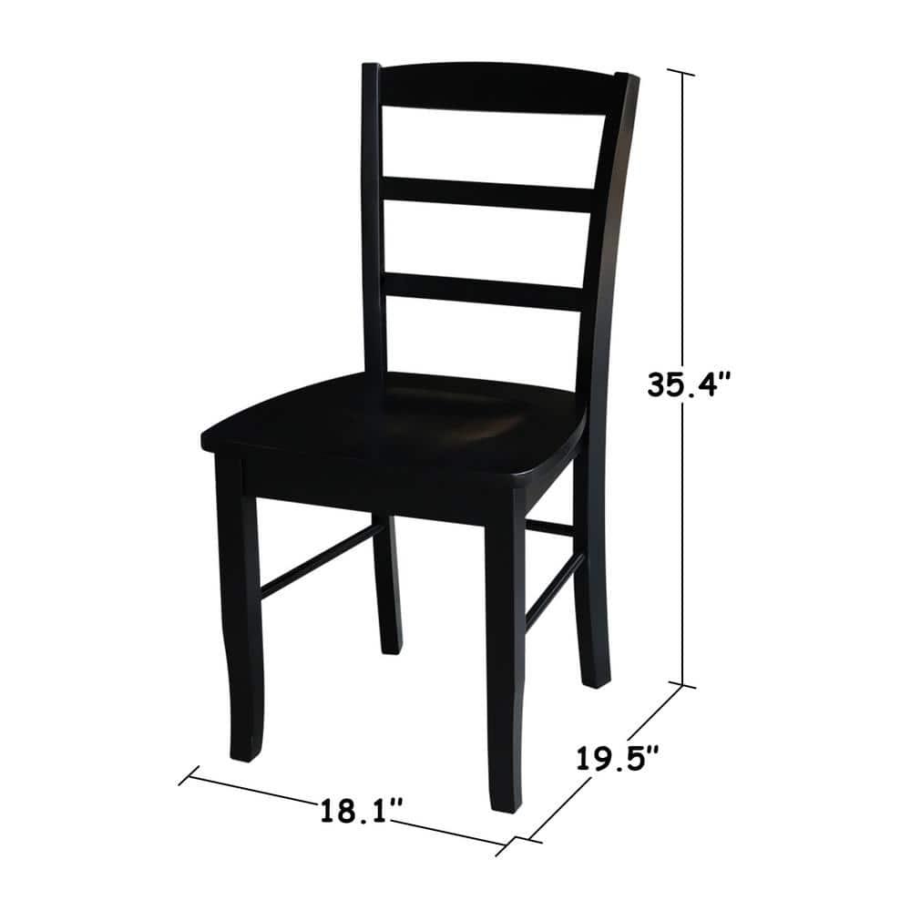 Set of 2 Madrid Ladderback Chairs Black - International Concepts: Solid Wood, Armless, Transitional Style