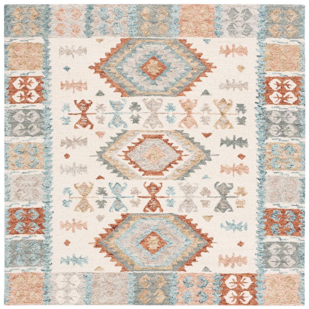 Micro-Loop MLP475 Hand Tufted Indoor Area Rug - Ivory/Blue - 6'x6' - Safavieh