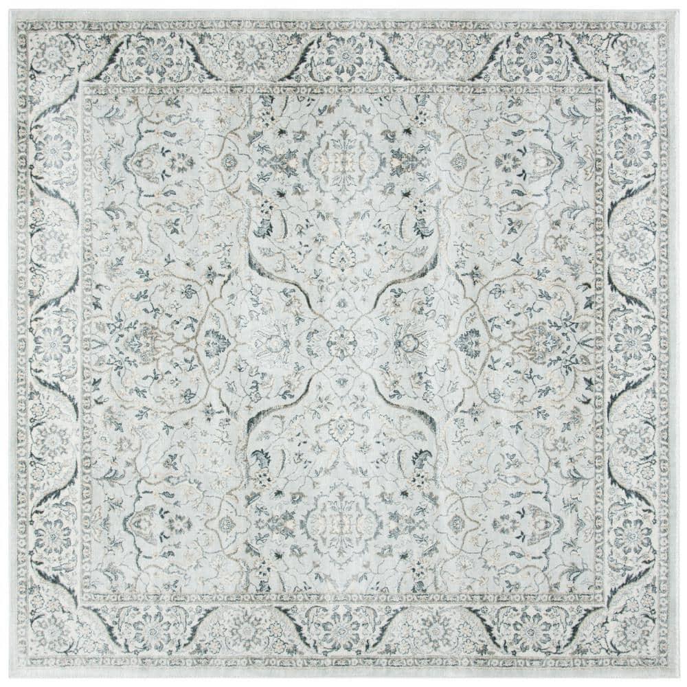 Isabella ISA912 Power Loomed Area Rug - Light Grey/Cream - 6'7"x6'7" - Safavieh.
