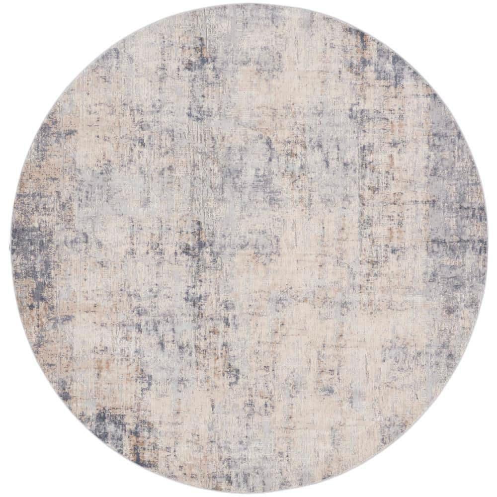 Nourison Rustic Textures Abstract Indoor Area Rug Grey/Beige 7’10” x Round