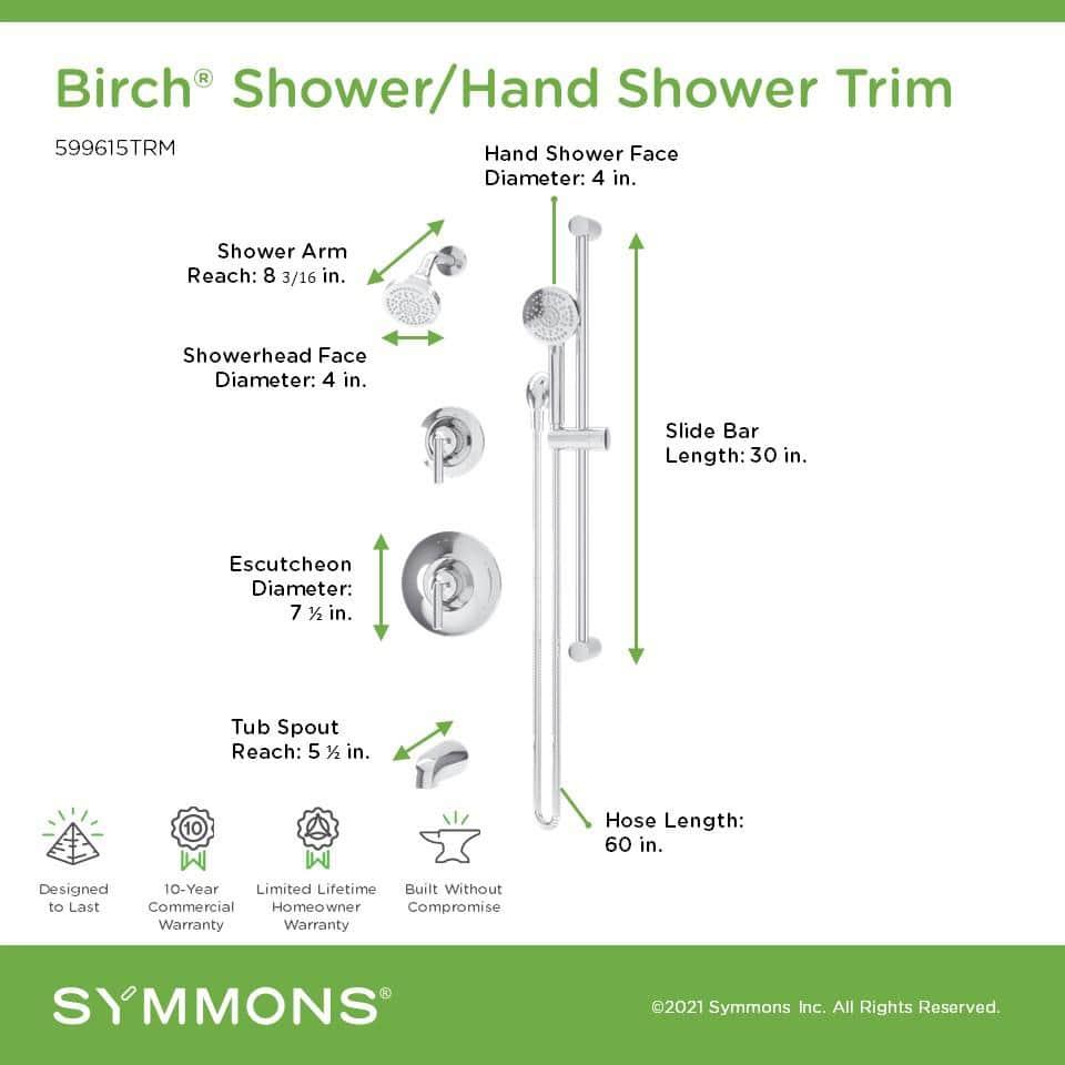 Birch HydroMersion Double Handle Tub and Shower Trim Kit with Hand Spray