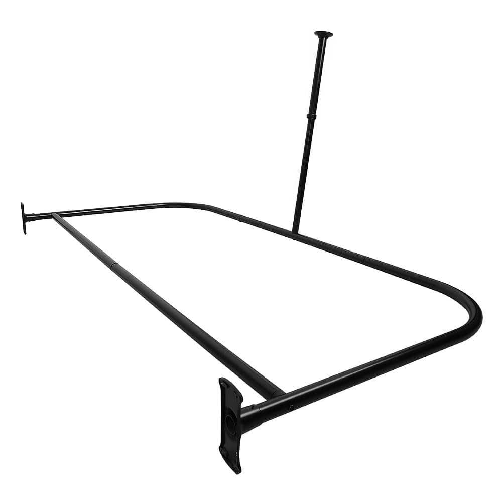 Rustproof 60 in. Large Size by 25 in. Aluminum D-Shape Shower Rod in Black