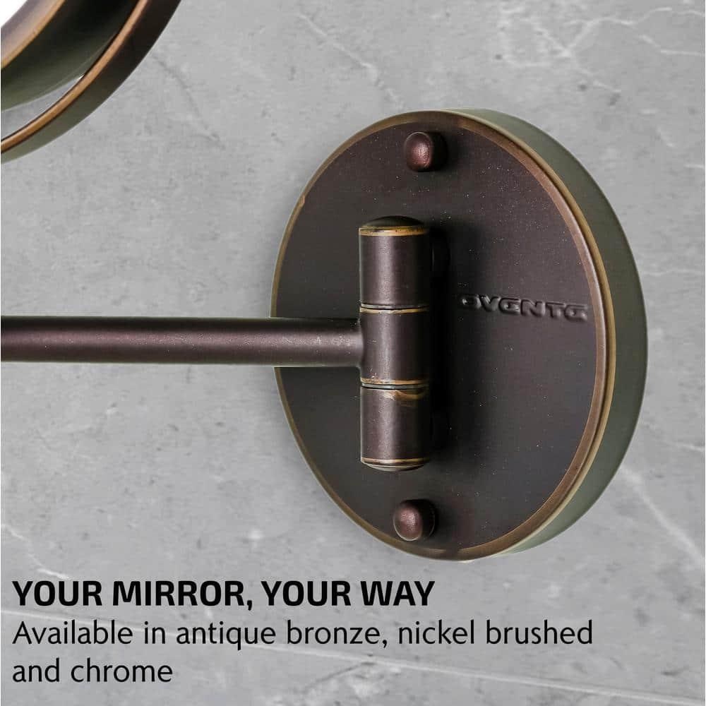 Ovente OVENTE 7" Lighted Wall Mount Makeup Mirror with 1X/10X Magnification, Cordless Double Sided Magnifying Round Vanity Mirror, 360° Swivel Design, Extendable and Folding Arm, Antique Bronze MFW70ABZ1X10X