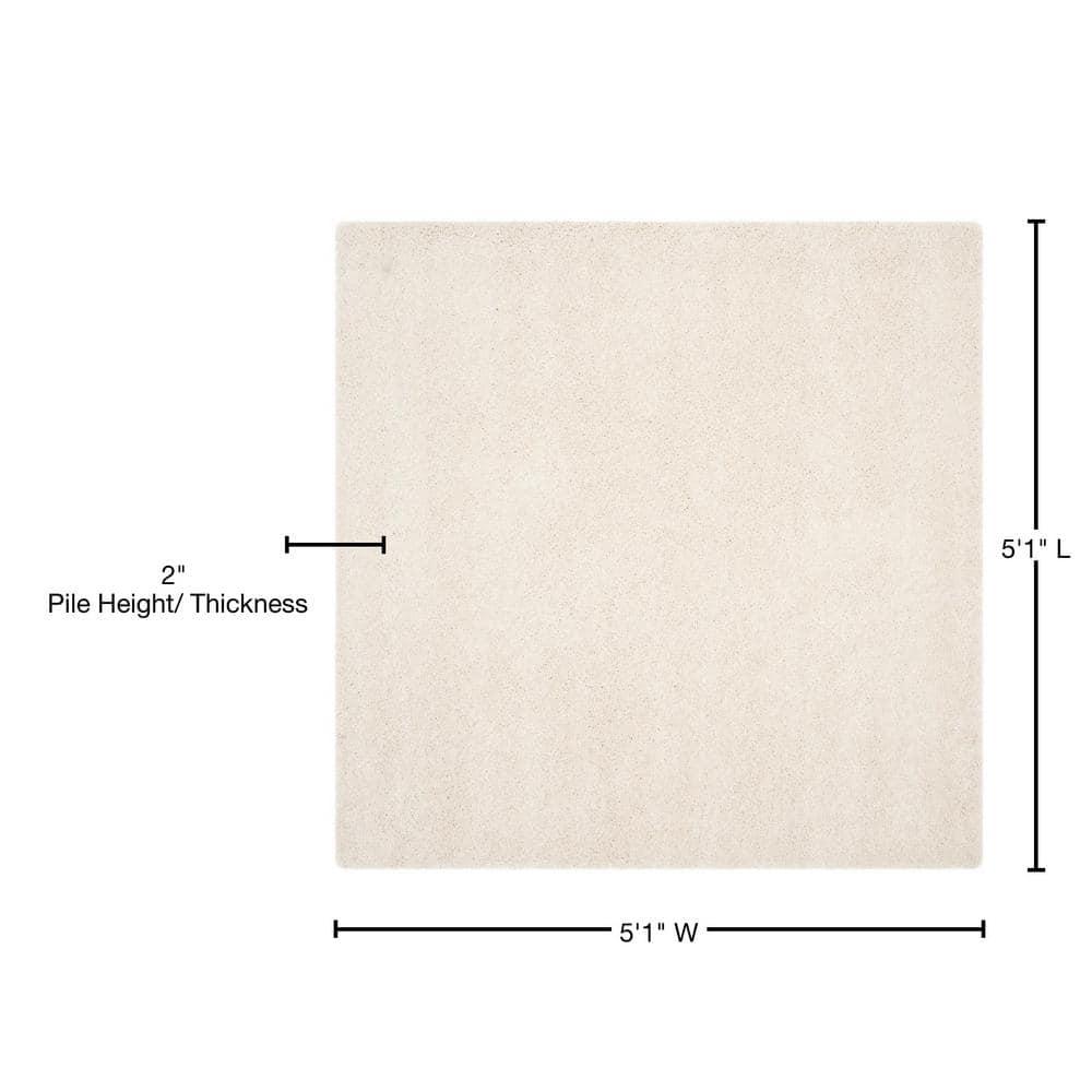 Milan Shag SG180 Power Loomed Indoor Area Rug - Ivory - 5'1"x5'1" - Safavieh
